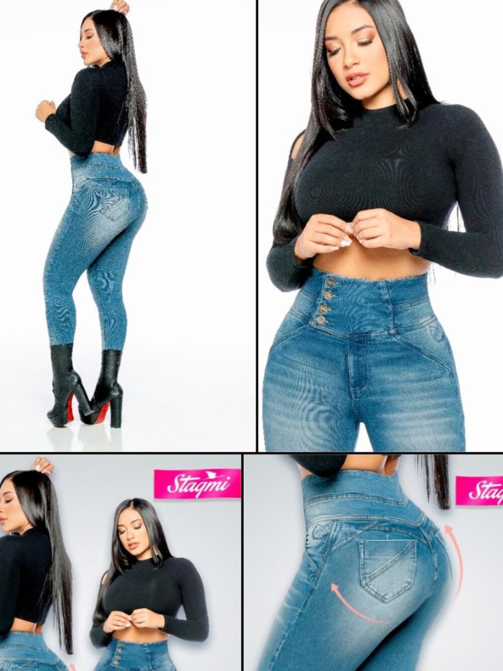 New w/ Tags Stagmi Sexy SMI3424 Skinny Butt Lifter Shaping Jeans Flattens Waist!